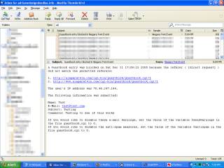 Screenshot of SPAM warning received by administrator
